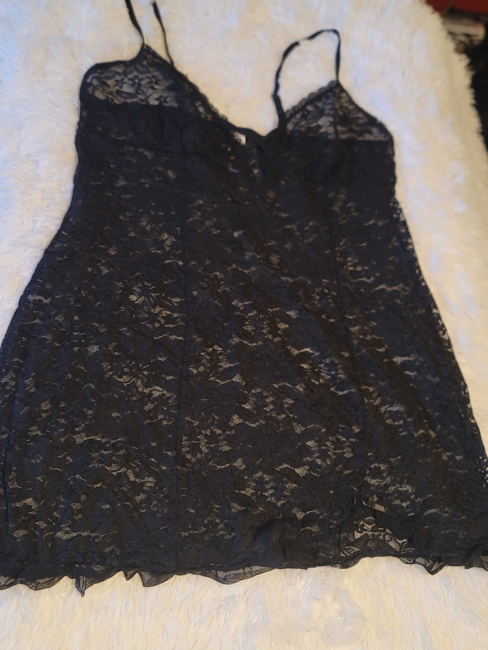 🔥3 For $25 Secret Treasures Black Lace Slip Lingere Dress Size Medium